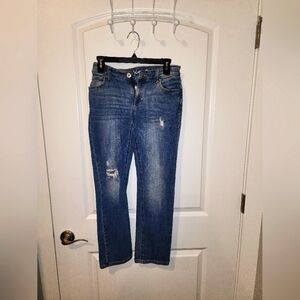 INC Denim Straight Leg Curvy Fit I Crop Capri Distressed Jean